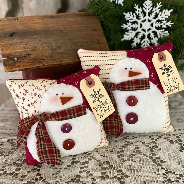 PDF * SNOWMAN PATTERN*  Tis' the Season #233 -  Cyndy Fahey Designs - Christmas Holiday - Mini Pillow - Primitive  - Winter - Country