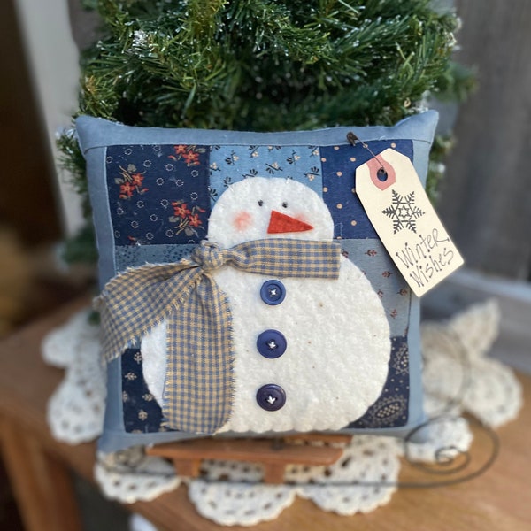 PDF * SNOWMAN PATTERN*  Snow Days #239 -  Cyndy Fahey Designs - Christmas Holiday - Small Pillow - Primitive  - Winter - Bench Decor