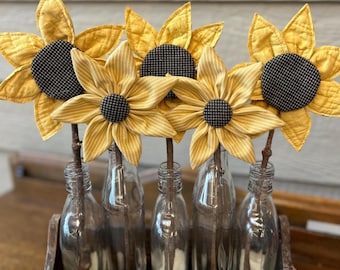SUNFLOWER (last 2) POKES - Primitive  - Farmhouse Table Decor -  Country Cupboard Sitter - Summer Flowers - Crow Plant Poke