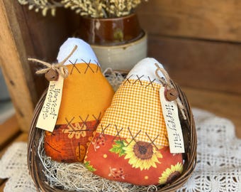 CANDY CORN (see notes & photo to order)  Harvest Bowl Fillers -  Fall Ornaments  - Halloween Tiered Tray Farmhouse - Fabric