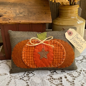 PDF *HARVEST BLESSINGS * Pillow Pattern- Cyndy Fahey Designs - Fall Pumpkin Small Pillow -  Country Rustic - Thanksgiving