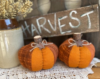 HARVEST SCRAPPY -5"  Patchwork Pumpkin: Farmhouse Fall Decor, Hand Stitched