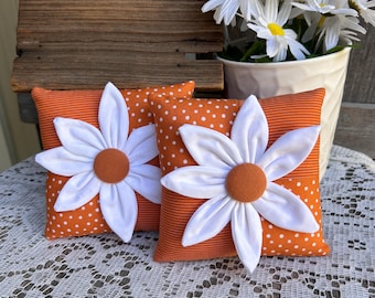DAISY FLOWER PILLOW -5.25" Farmhouse Tiered Tray decor -Orange Bowl Filler - Easter - Spring Mother's Day Gift
