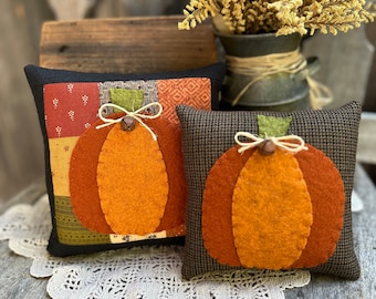 PDF - Patchwork Pumpkin Pillow Pattern: Appliqué Sewing Instructions - Fall Small pillow pattern
