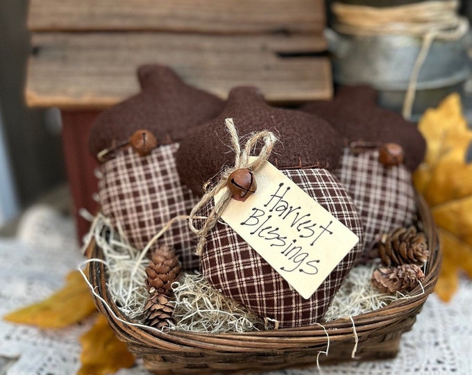 ACORN ORNAMENTS - Set of 3 - Primitive Fall Bowl Fillers - Tiered Tray ...