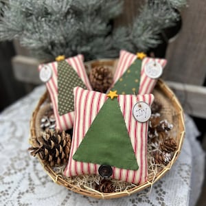 PDF* CHRISTMAS TREE Pattern - #267 - Small Tree  Primitive  Ornament - Ticking - Holiday Ornament - Bowl Filler - Winter
