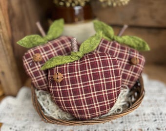 APPLES - Set of 3 - Farmhouse Tiered Tray Decor - Rustic Bowl Filler - Country Ornament - Summer  Handmade Tuck - Cyndy Fahey Designs