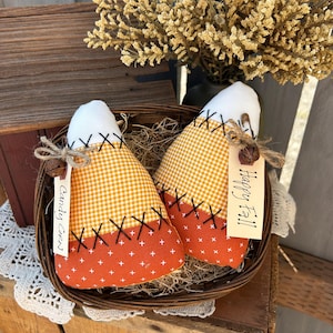 CANDY CORN (see notes & photo to order)  Harvest Bowl Fillers -  Fall Ornaments  - Halloween Tiered Tray Farmhouse - Fabric