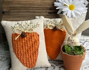 PDF* Molde de Almofada CENOURA - Instruções de Costura - Aplique para Amantes de Jardinagem - Tutorial de Tigela de Massa - Bordado em Lã - Almofada Pequena