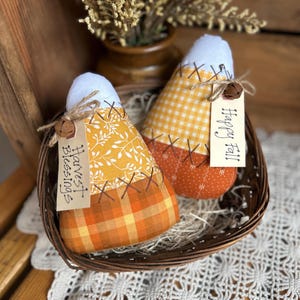 CANDY CORN (see notes & photo to order)  Harvest Bowl Fillers -  Fall Ornaments  - Halloween Tiered Tray Farmhouse - Fabric