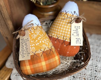 CANDY CORN (see notes & photo to order)  Harvest Bowl Fillers -  Fall Ornaments  - Halloween Tiered Tray Farmhouse - Fabric