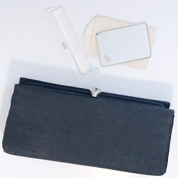 Vintage Pegi Paris 1950's Black Clutch With Access