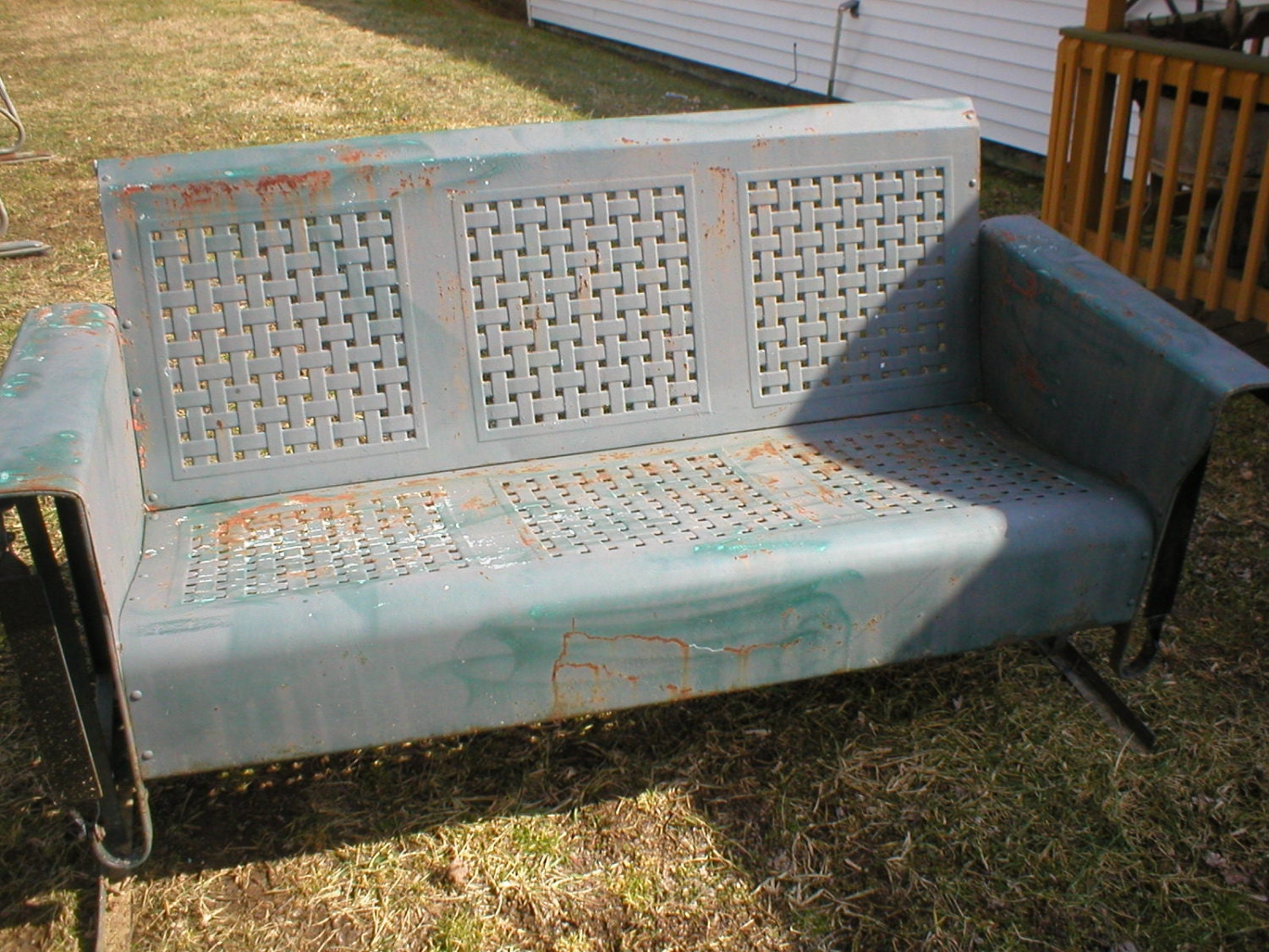 Vintage Metal Porch Glider Basketweave 1950s Etsy