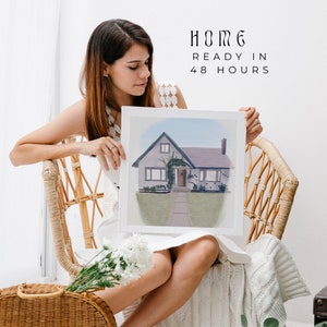 Custom Illustrated Home Portrait - Made to Order based on photo, complete within 48 hours