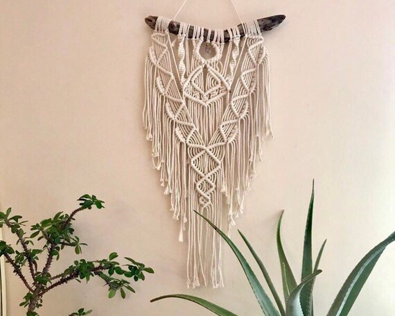 amethyst crystal small macrame wall hanging