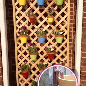 Clay Pot Hangers-Fences, Walls, Posts, pallets etc. Hangapot,  flower pot hangers .Easy Vertical Garden DIY