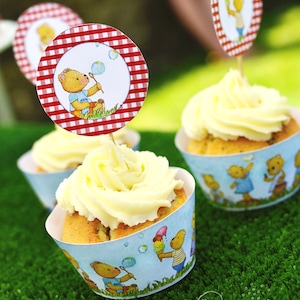 Teddy Bear's Picnic Cupcake wrappers and toppers image 1