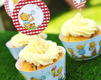 Teddy Bear's Picnic Cupcake wrappers and toppers