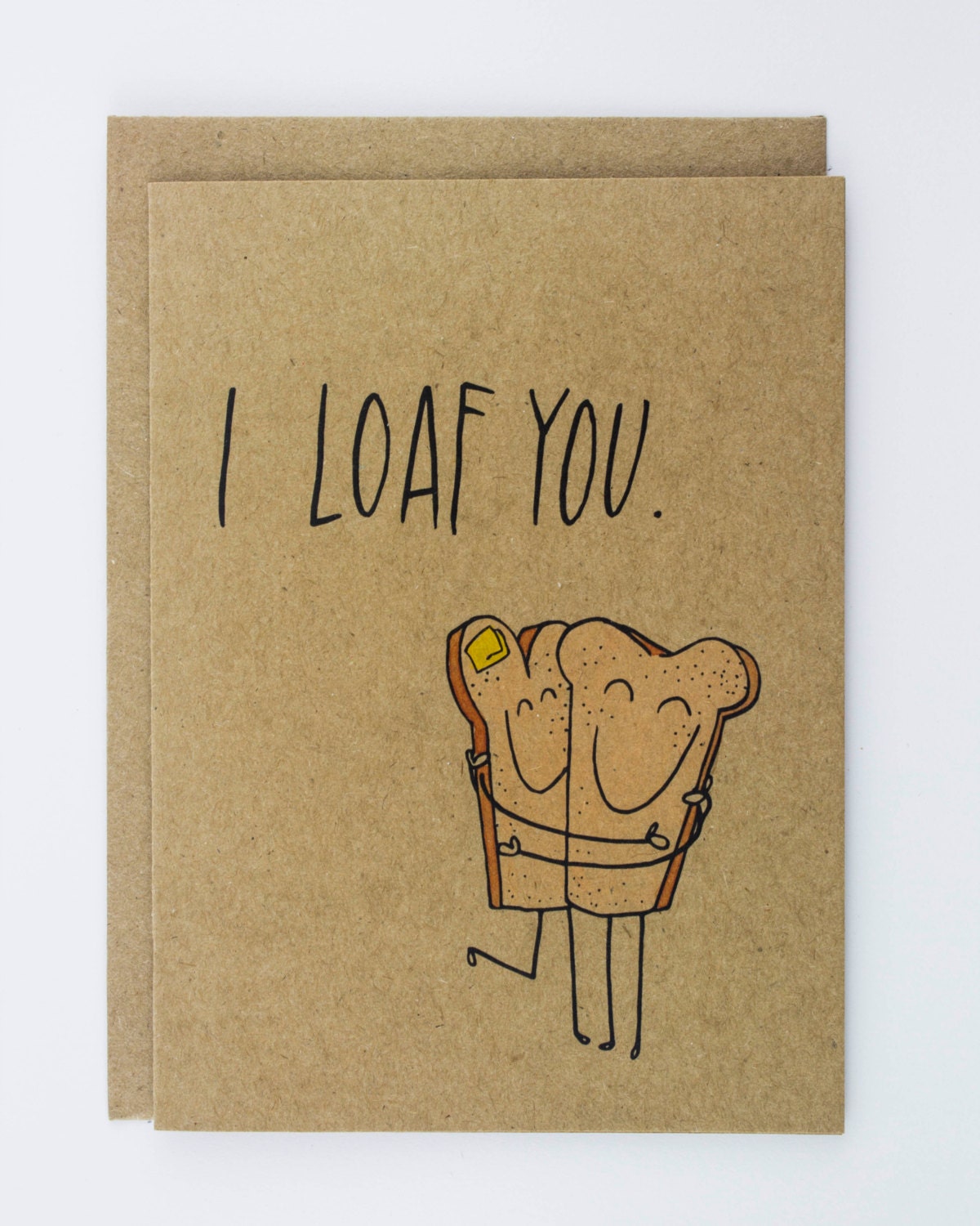 I Loaf You Punny Bread Illustrated Card Greeting Card Etsy