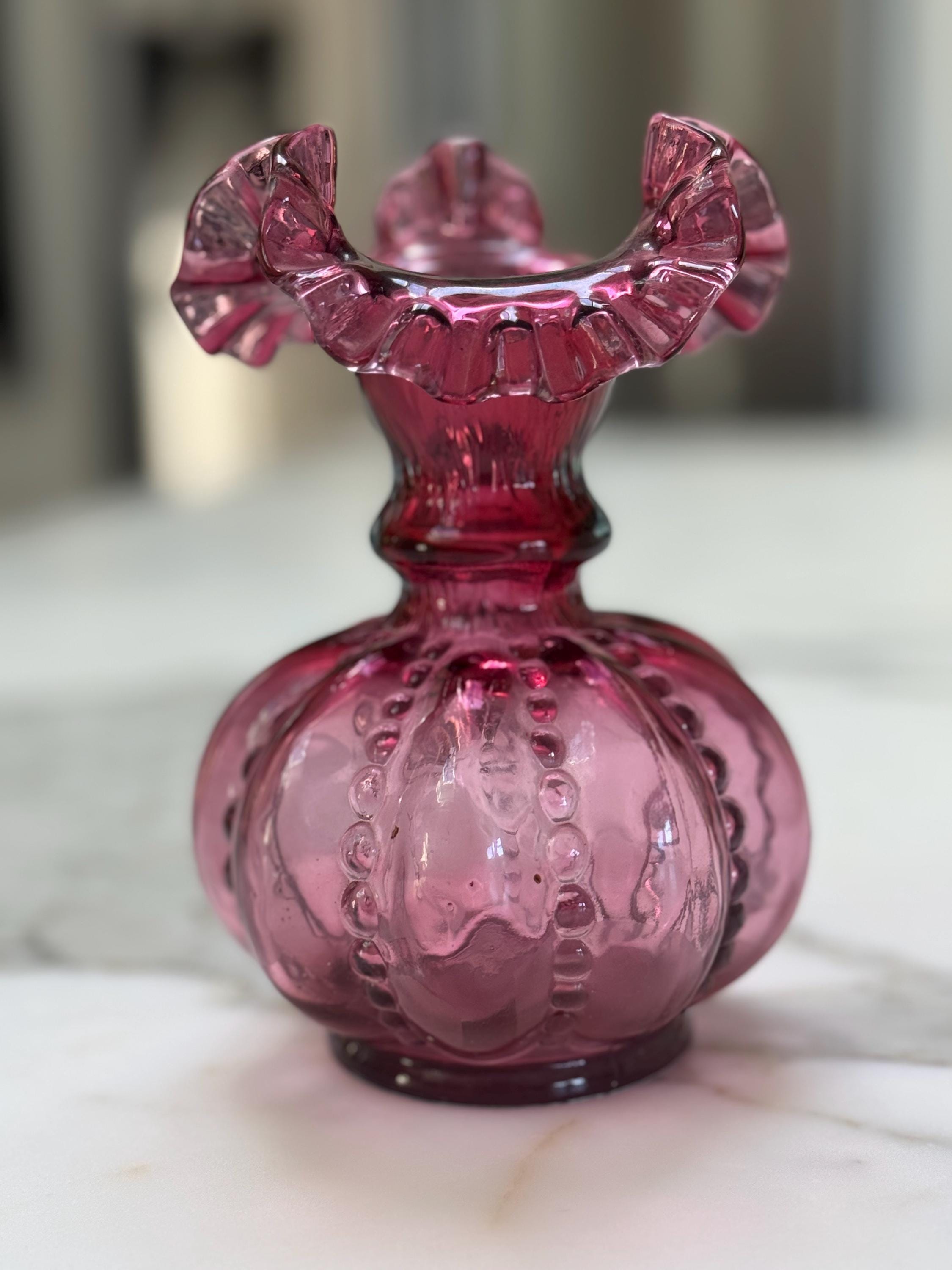 Fenton Cranberry Vase - Etsy