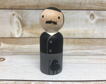 Edgar Allen Poe Peg Doll with Raven