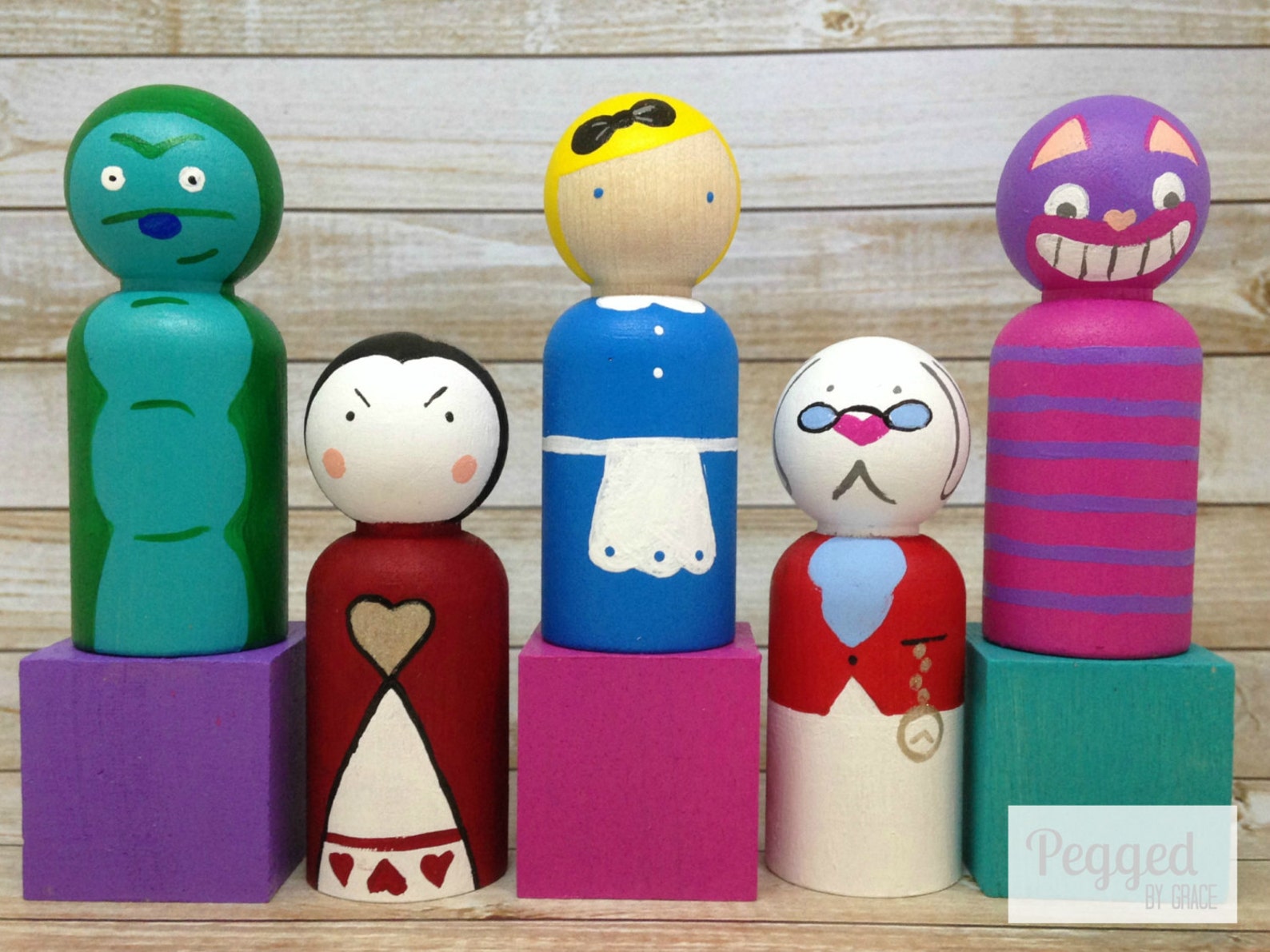 Alice au pays des merveilles Peg Doll Set - Etsy France