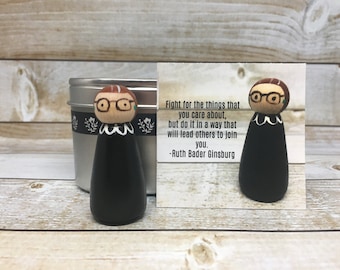 Ruth Bader Ginsberg with Quote Peg Doll Gift Tin