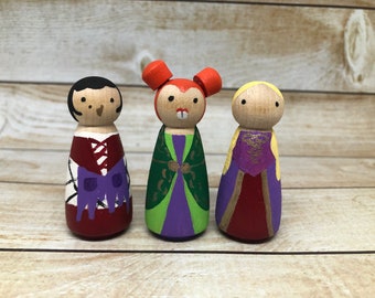 Hocus Pocus Peg Dolls - the Sanderson Sisters