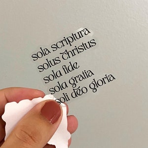 Five Solas-sticker CLEAR waterdichte vinylsticker schrift bijbelvers Reformatie dag Christian Reformed Theology Bijbelschrift