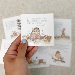 Conjunto digital de verdades do evangelho infantil com 6 cartões de versículos para impressão, download de versículos de memória das Escrituras Cristãs da Bíblia