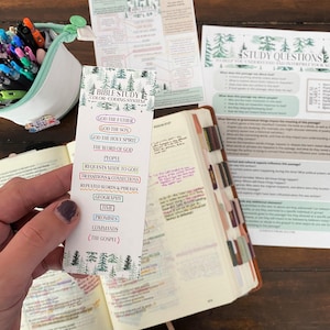 NEW Bible Study Color Code Key Bookmark With Study Questions ...
