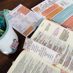 NEW Bible Study Color Code Key Bookmark With Study Questions ...