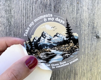 Ceaseless Praise Hymn Mountain Bible Verse Scripture Christian waterproof clear vinyl sticker Bible study adventure outdoor gifts for men