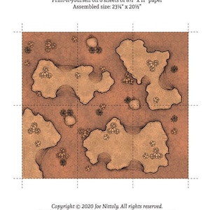 Desert Badlands digitale download afdrukbare tabletop gaming TTRPG Hex Battle-kaart