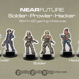 NearFuture Soldier, Prowler, Hacker Modern/Sci-fi 30mm Card Stock Gaming Miniatures