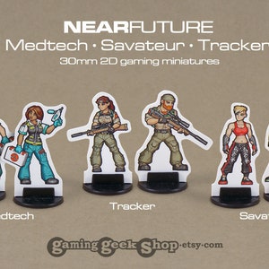 NearFuture Medtech, Savateur, Tracker Modern/Sci-fi 30mm Card Stock Gaming Miniatures image 1