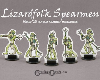 Lizardfolk Spearmen 30mm Fantasy Gaming Papier Miniaturen