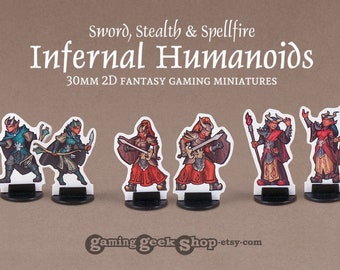 Infernal Humanoids Warrior, Spellcaster and Rogue 2D 30mm Fantasy Gaming Miniatures