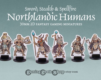 Northlandic Humans Warrior, Spellcaster and Rogue 2D 30mm Fantasy Gaming Miniatures