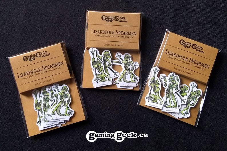 Lizardfolk Spearmen 30mm Fantasy Gaming Paper Miniatures image 3