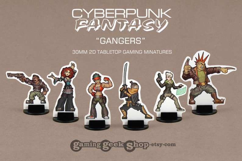 Cyberpunk-Fantasy Gangers 30mm Role-playing Game Miniatures image 1