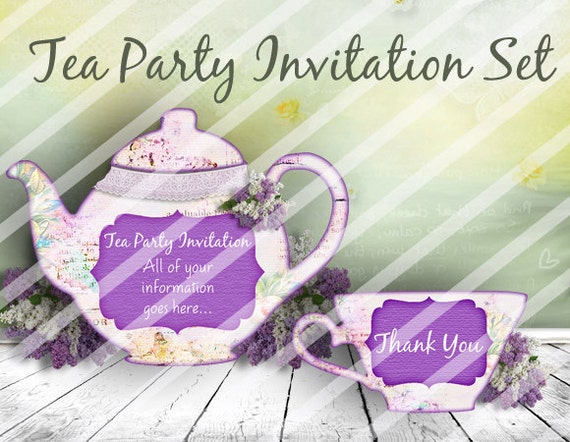 Items similar to Tea Party Invitation Set - printable - custamize ...