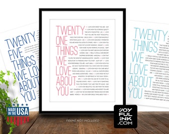 21 Things We Love About You. Personalized 21st Birthday Gift For Her Him Daughter Son Best Friend. Meaningful Thoughtful. Digital or Printed