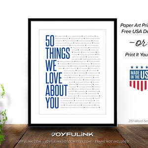 40 things we love about you. Choice of digital files or a shipped paper print. Personalized 40th birthday gifts. Reasons we love you. imagem 8