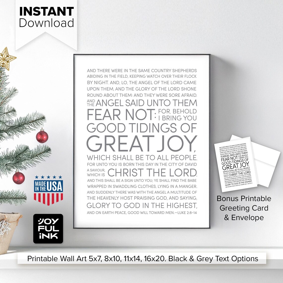 Linus Christmas Speech Sign Printables Gift Set W/ Card. Scripture Luke ...