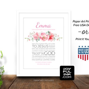 Personalized Prayer. First Communion Or Confirmation Gift For Girls. Paper Print or Digital Printable. Name, Date, more. Catholic gifts image 1