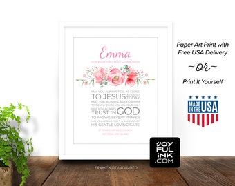 Personalized Prayer. First Communion Or Confirmation Gift For Girls. Paper Print or Digital Printable. Name, Date, more. Catholic gifts