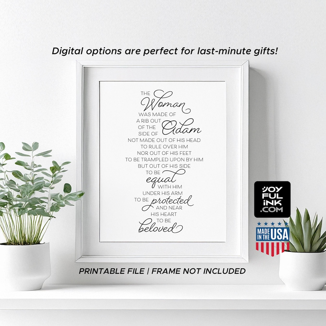 Matthew Henry Adam & Eve PRINTABLE the Woman Was Made of a Rib. Digital ...