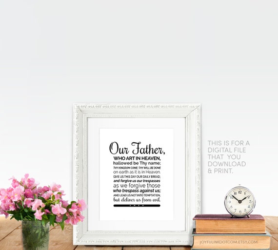 our father prayer scripture printable lords prayer art 8x10 etsy
