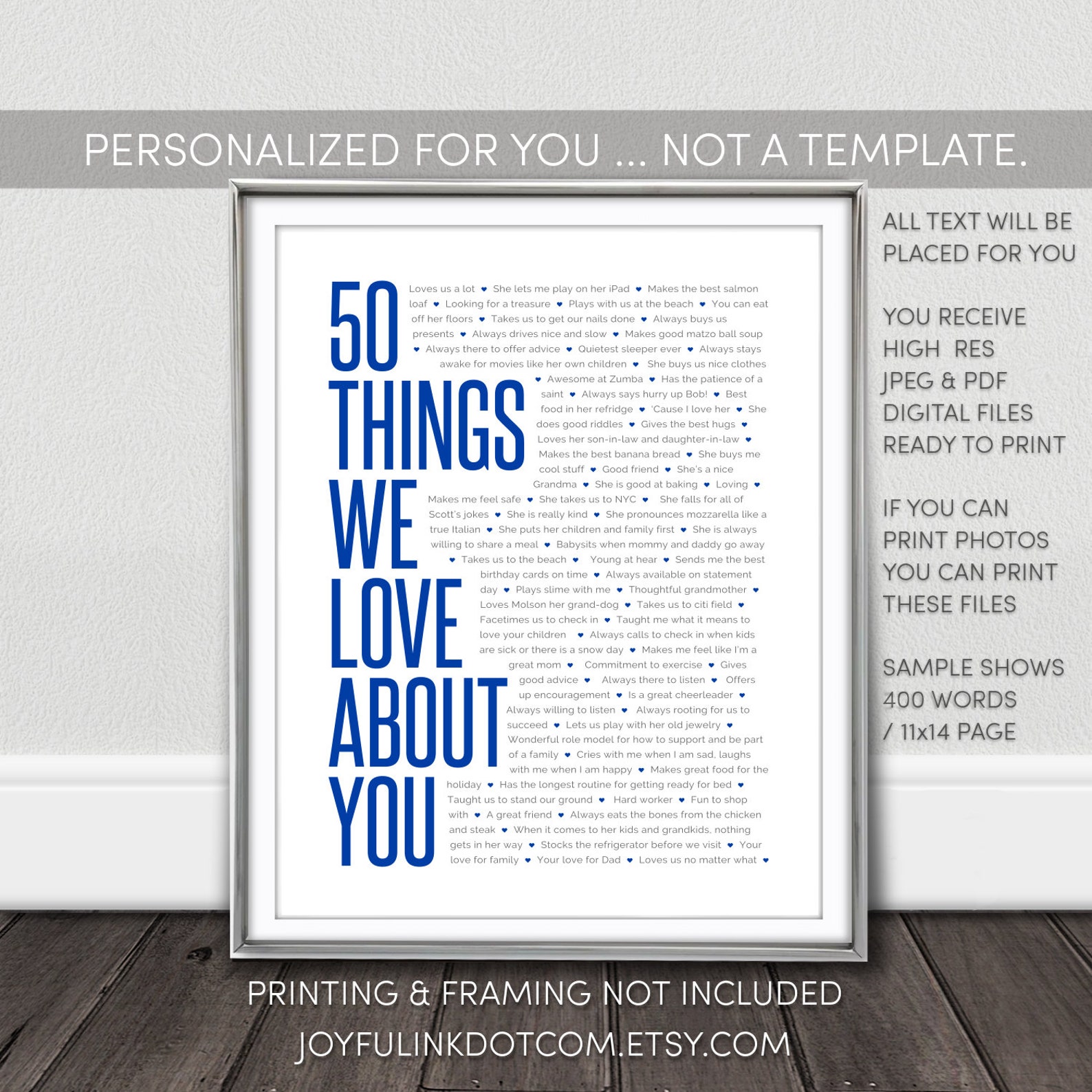 50 Things We Love About You Printable NOT a Template. | Etsy